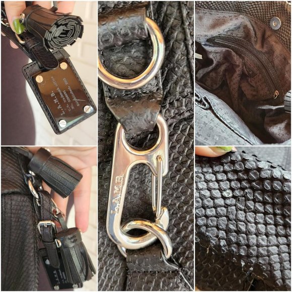 Vtg y2k L.A.M.B Gwen Stephani Black Leather Purse - Picture 7 of 8